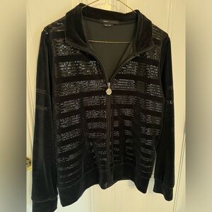 BCBGMaxAzria  Black Velour Track Jacket Womens Size XL
